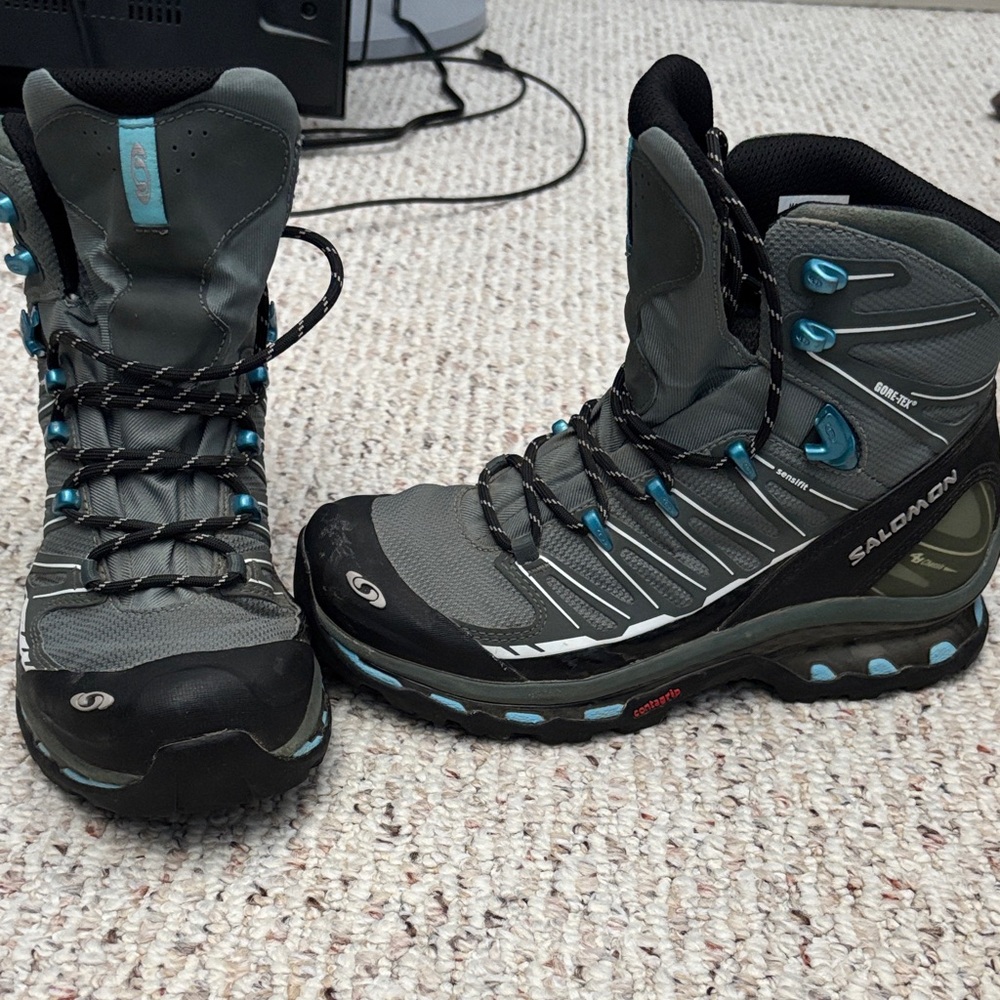 Salomon Black and Blue Outdoor Boots
